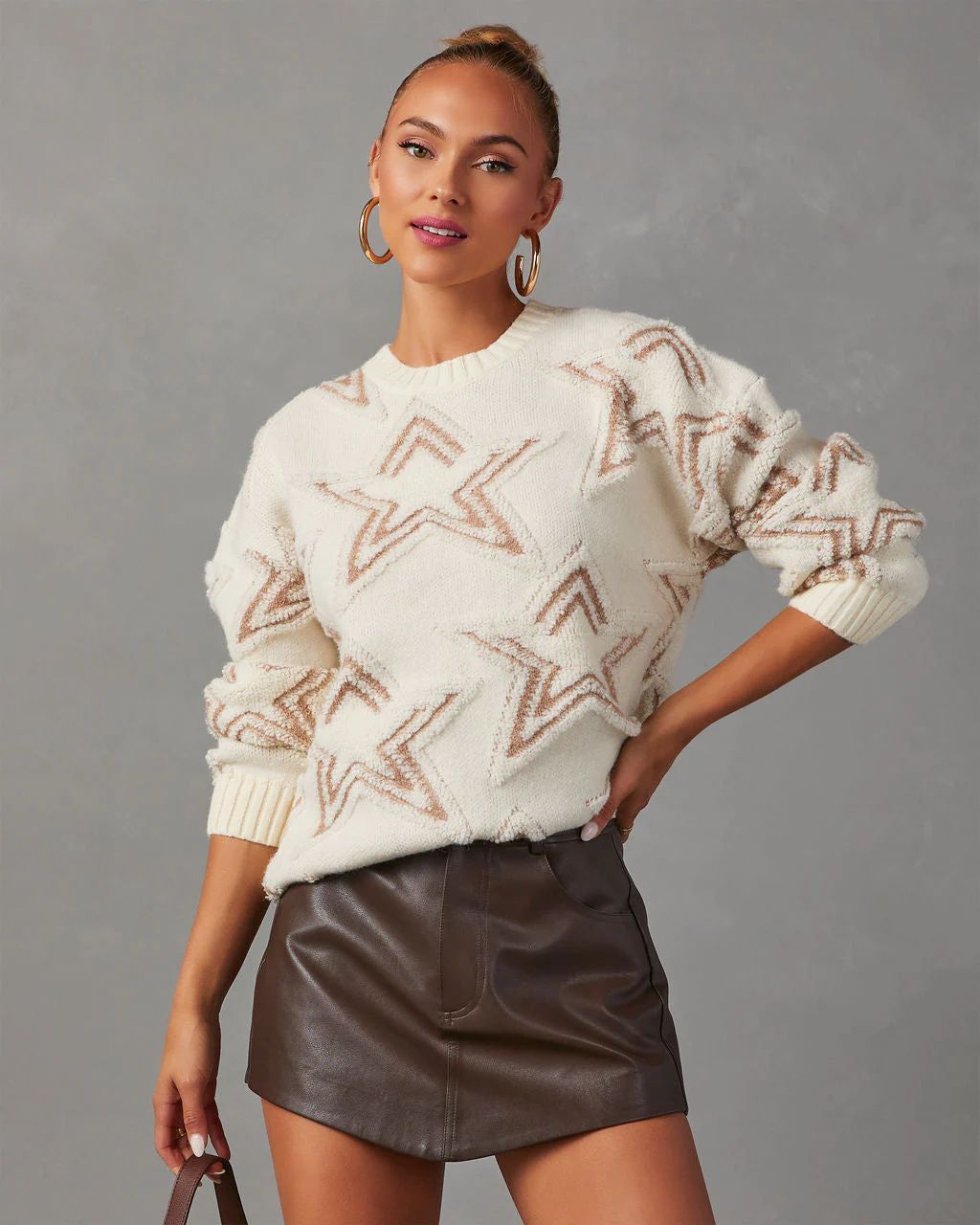 Celestial Chic Star Embossed Sweater | VICI Collection