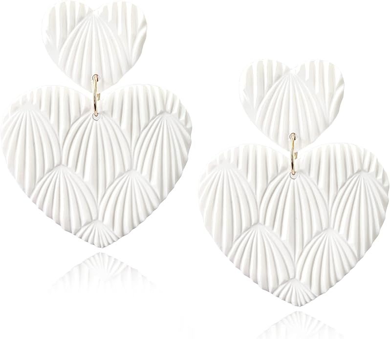 Shrandi Handmade Heart Earrings Dangle Valentines Day Earrings For Women Drop Barbie Earrings Uni... | Amazon (US)