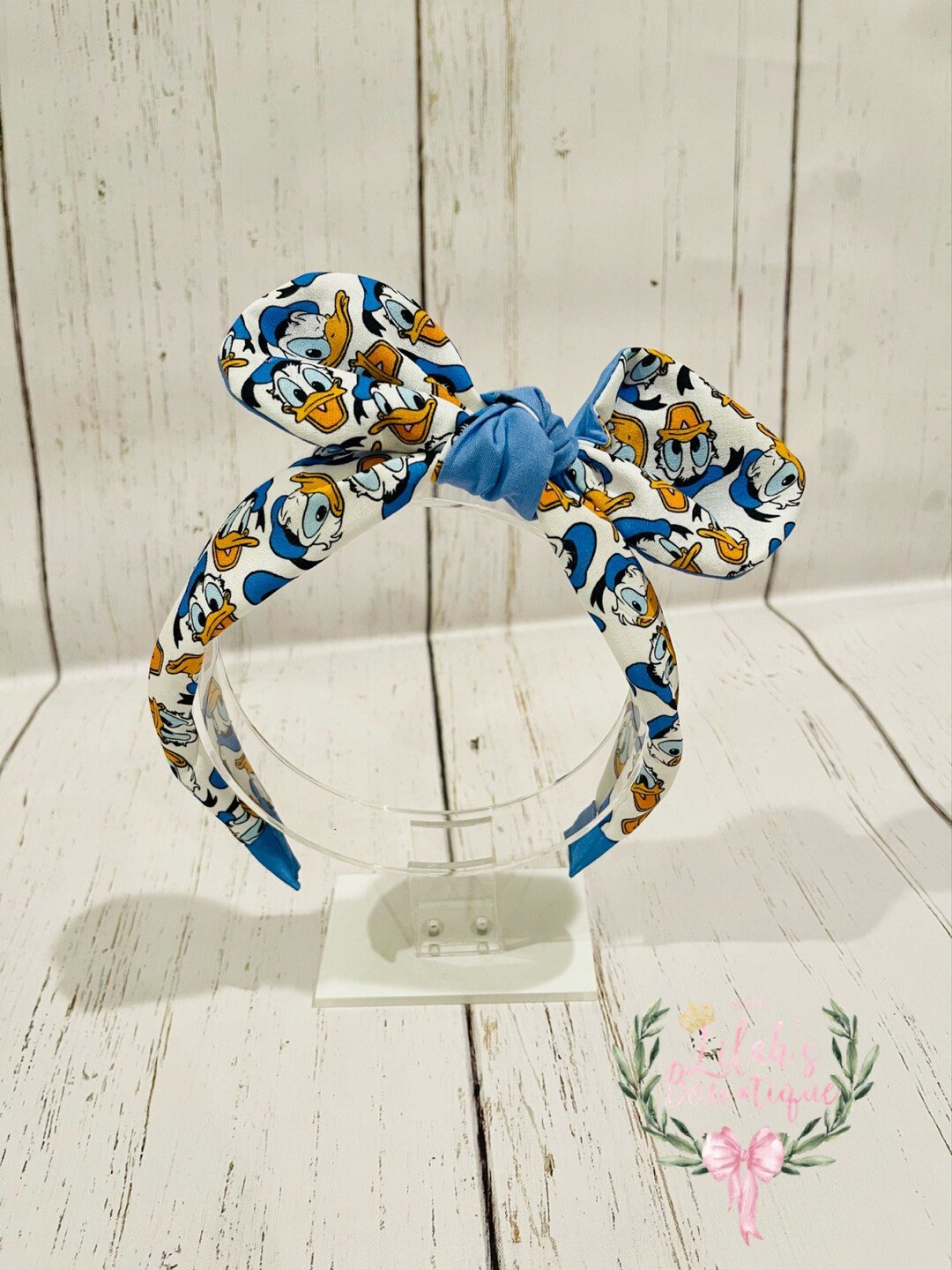 Custom Disney Donald Duck Fabric Knotted Bow Headband Perfect Size for Kids & Adults - Etsy | Etsy (US)