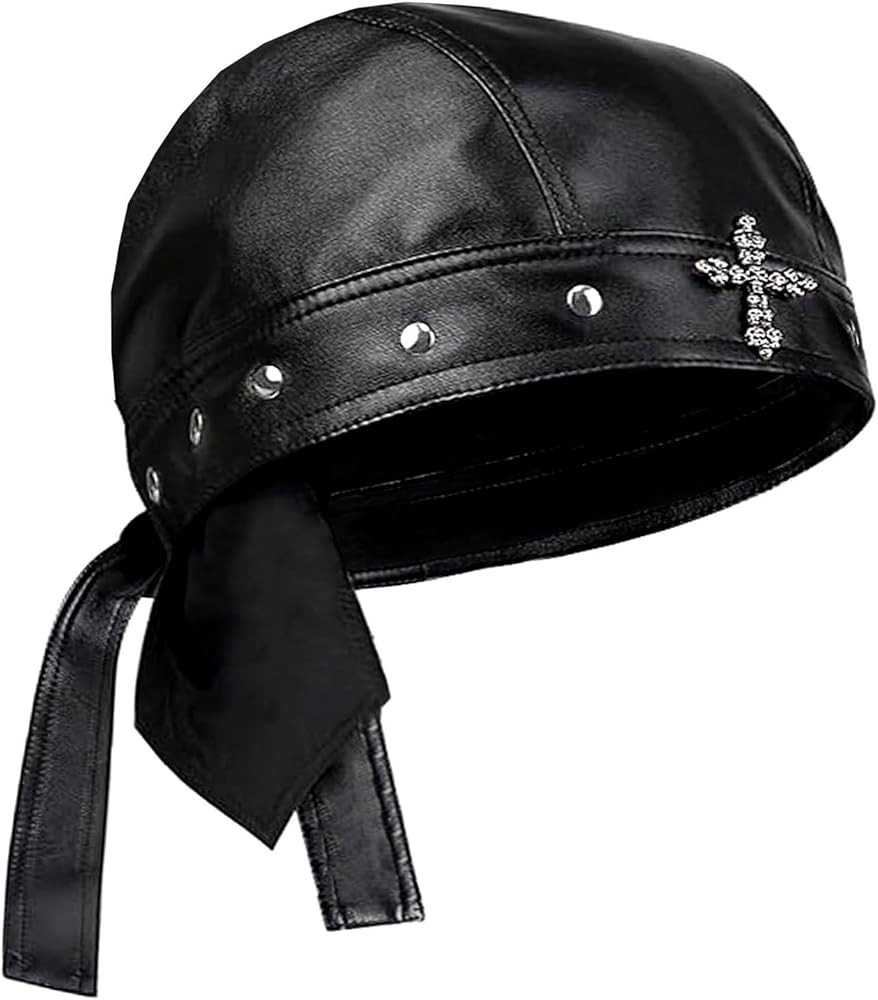 Punk Motorcycle Skull Cross Cap Biker Cap for Women/Men Adjustable,Stylish Biker Doo Rag Headwrap... | Amazon (US)