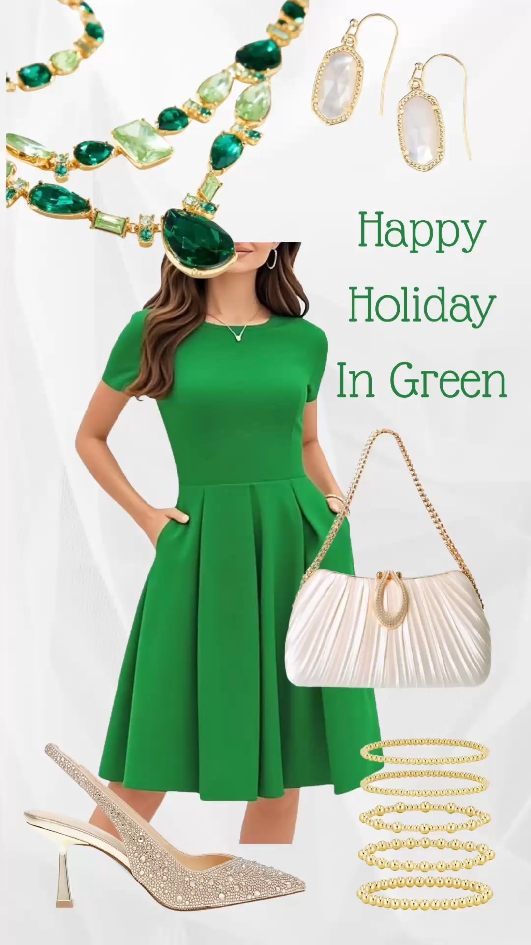 A beautiful green dress you can wear through the year and gorgeous for the holidays. Pair it with classic gold and pearl pieces. 
#greendress #holidaydress #holidayattire

#LTKGiftGuide #LTKFindsUnder50 #LTKHoliday