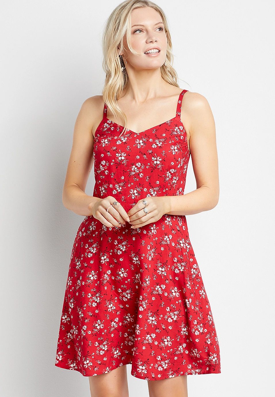 Americana Floral Smocked Back Mini Dress | Maurices