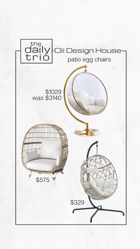 Patio egg chairs for every budget! 

Patio furniture, spring refresh, outdoor furniture

#LTKFind #LTKstyletip #LTKhome