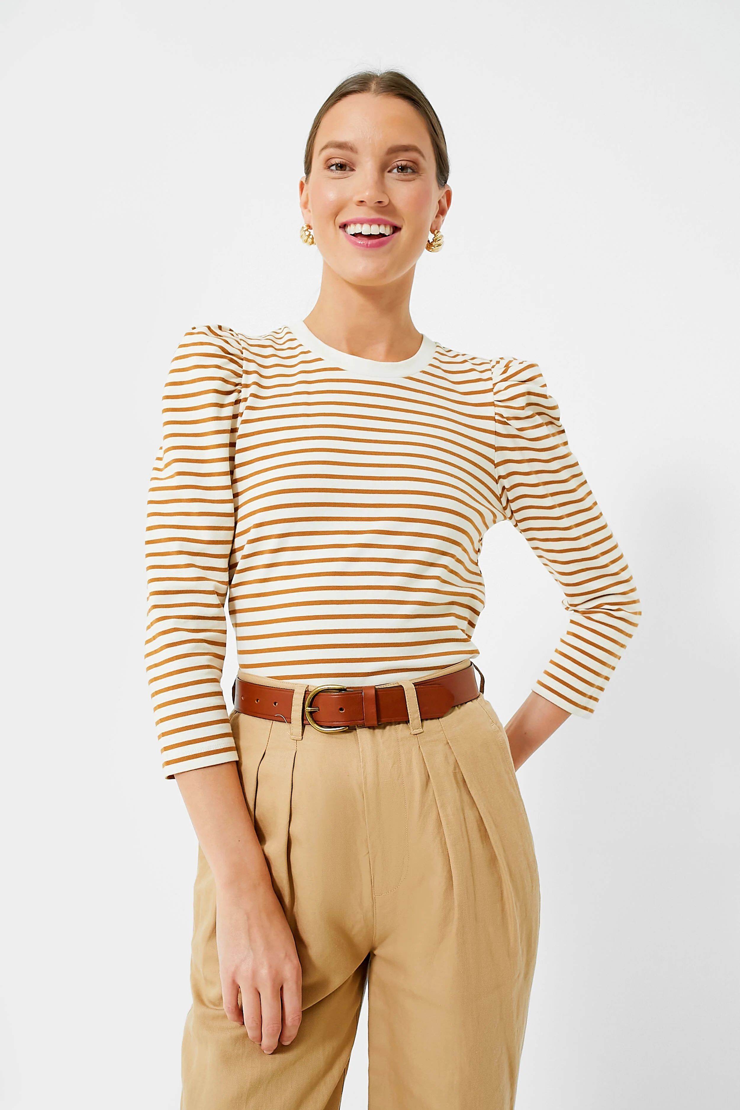 Tan Striped Vesty Long Sleeve Crewneck | Tuckernuck (US)