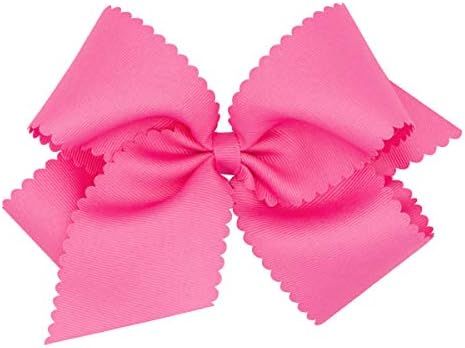 Wee Ones Girl's Grosgrain Bow with Scalloped Edge on a WeeStay No-Slip Hair Clip, King, Hot Pink | Amazon (US)