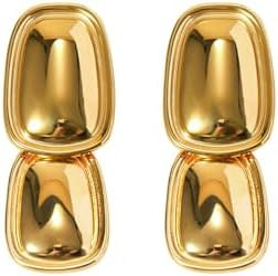 Double Drop Statement Earrings – Modern Gold-Tone Lightweight Earrings for Women | Amazon (US)