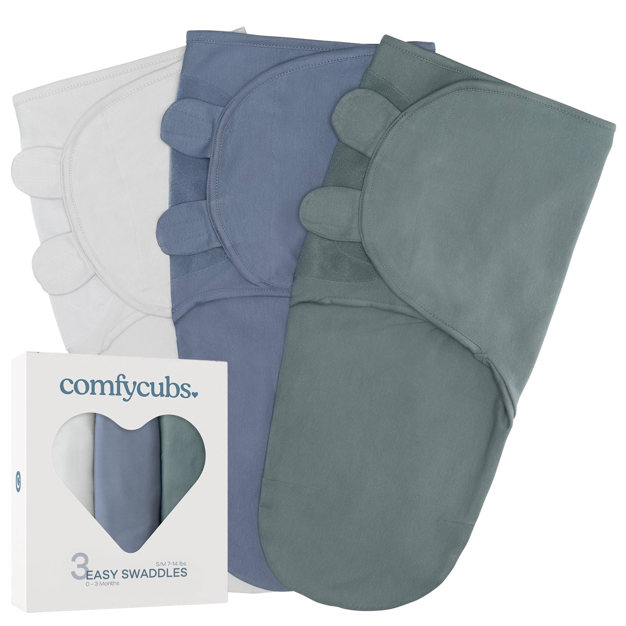 Comfy Cubs Easy Swaddle Blanket, 3 Pack - 100% Cotton Newborn Wrap, Small for 0-3 Months Infants,... | Amazon (US)