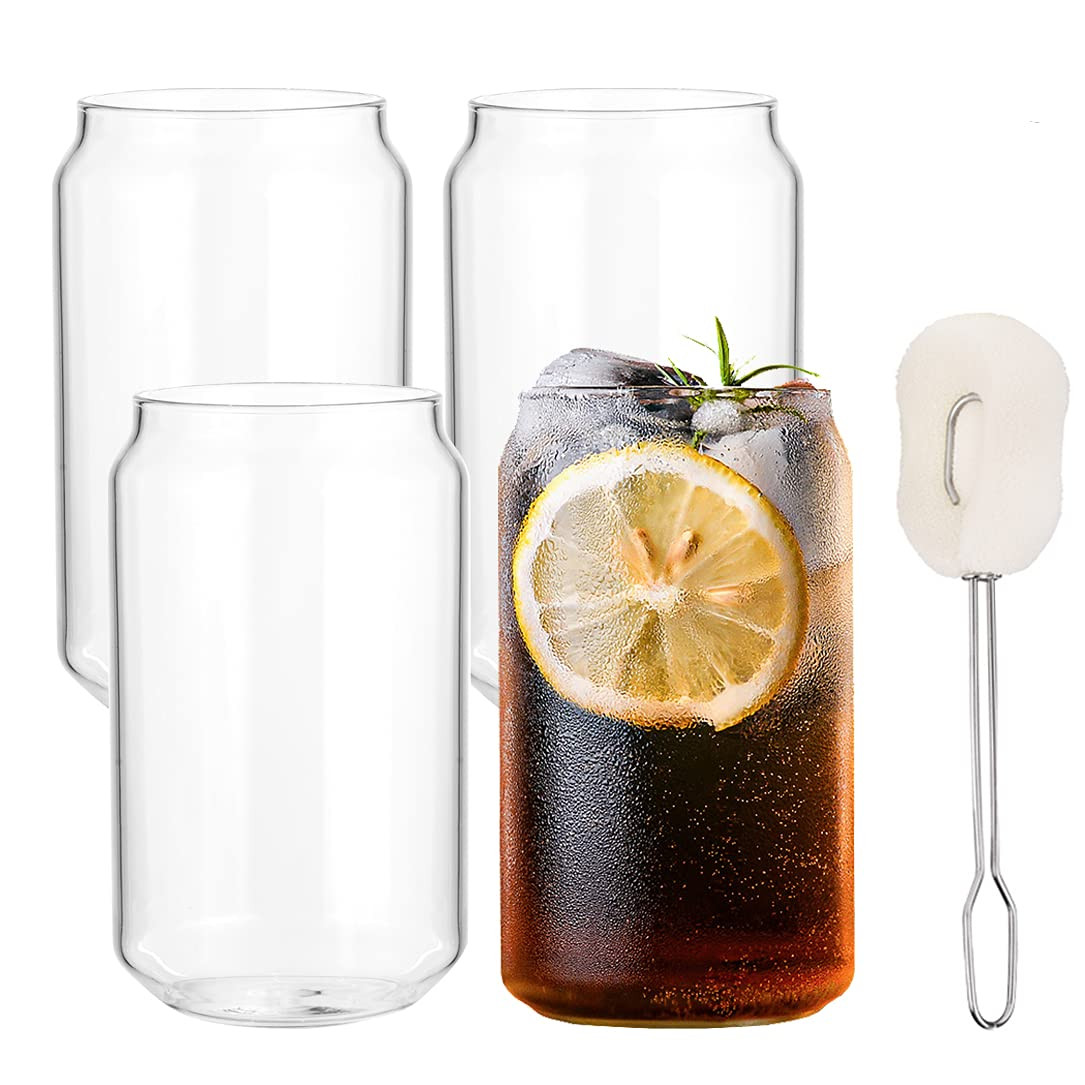 ALINK 4-Pack Large Beer Glasses, 20 oz Can Shaped Drinking Glasses, Bubble/ Boba Tea Cup Tumbler ... | Amazon (US)