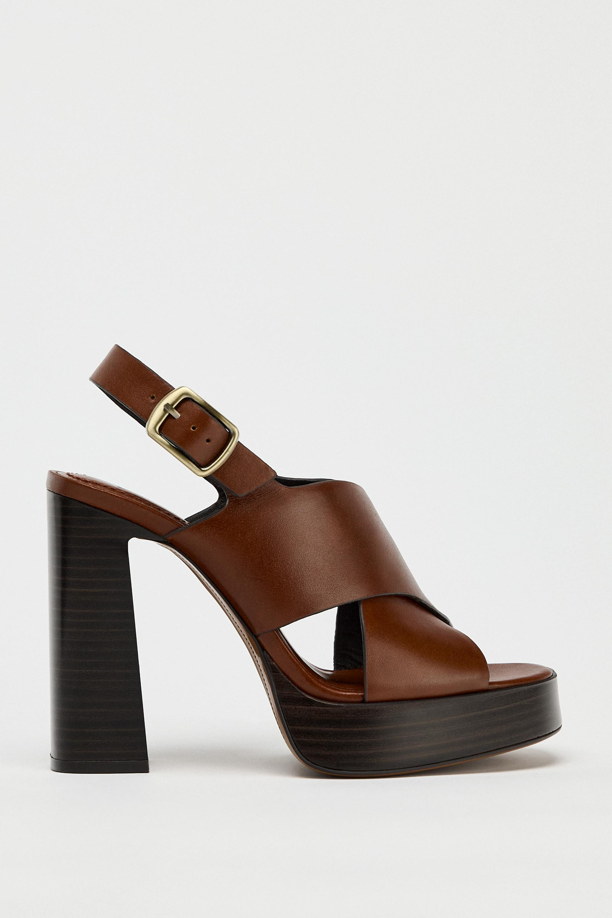 LEATHER HEELED SANDALS | Zara US