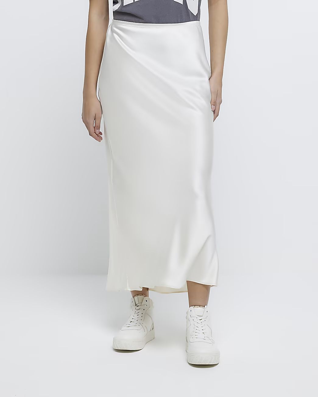 Cream satin maxi skirt | River Island (UK & IE)