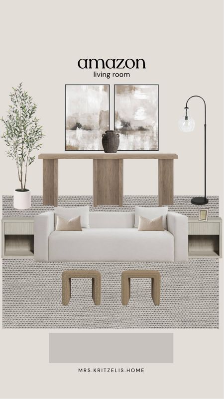 Amazon living room! 

Tree, couch, pillow, ottoman, console table, lamp, artwork, wall art, vase, rug 

#LTKFindsUnder100 #LTKSaleAlert #LTKHome
