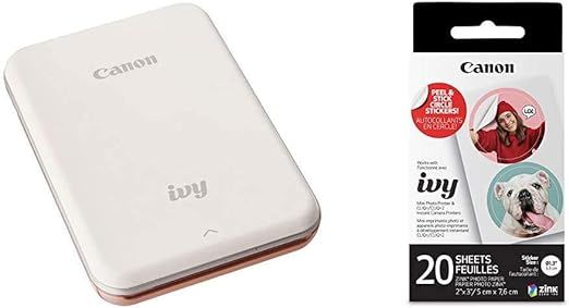 Canon Ivy Mobile Mini Photo Printer Through Bluetooth(R), Rose Gold with Zink Pre-Cut Circle Stic... | Amazon (US)