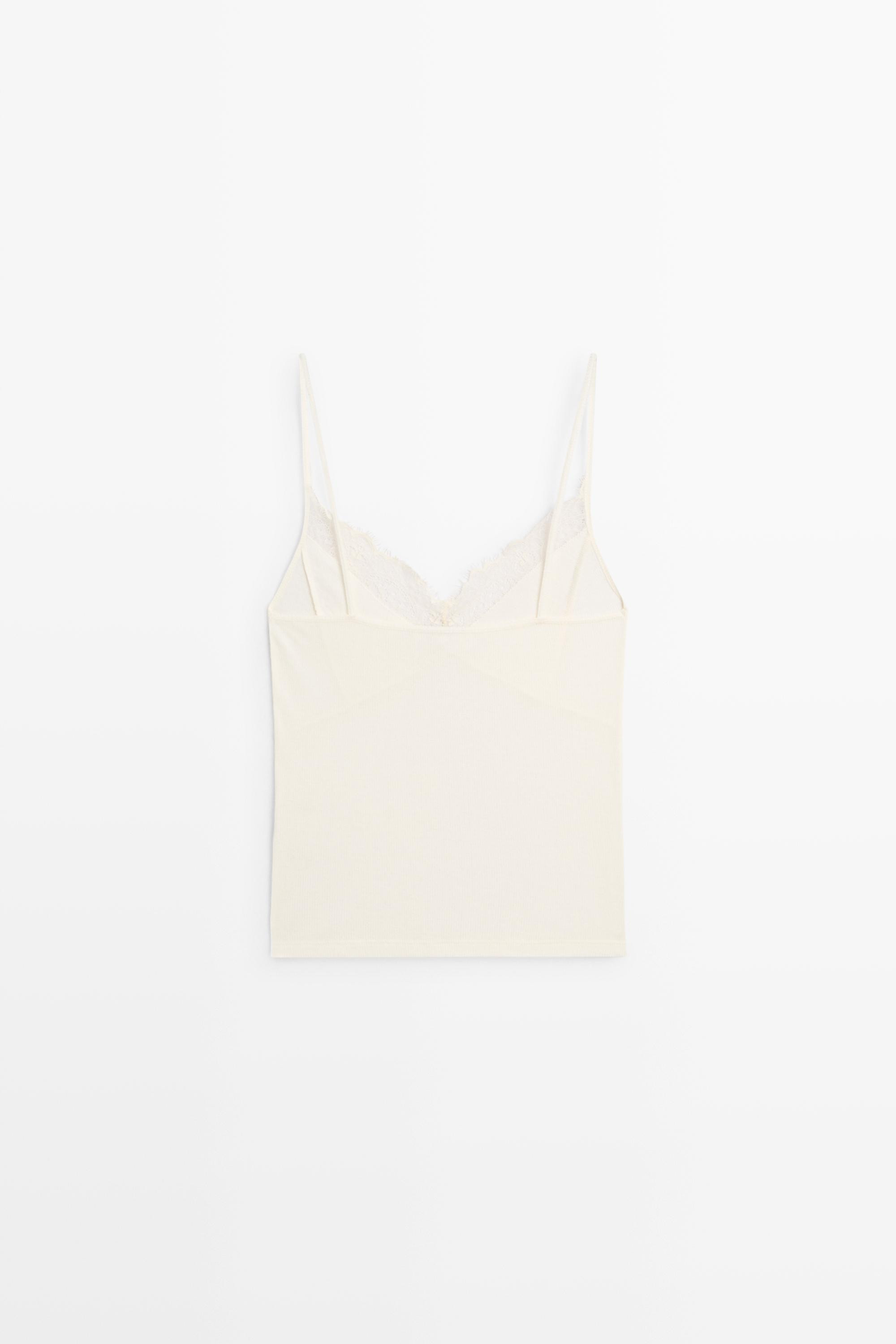 Strappy top with lace detail | Massimo Dutti US