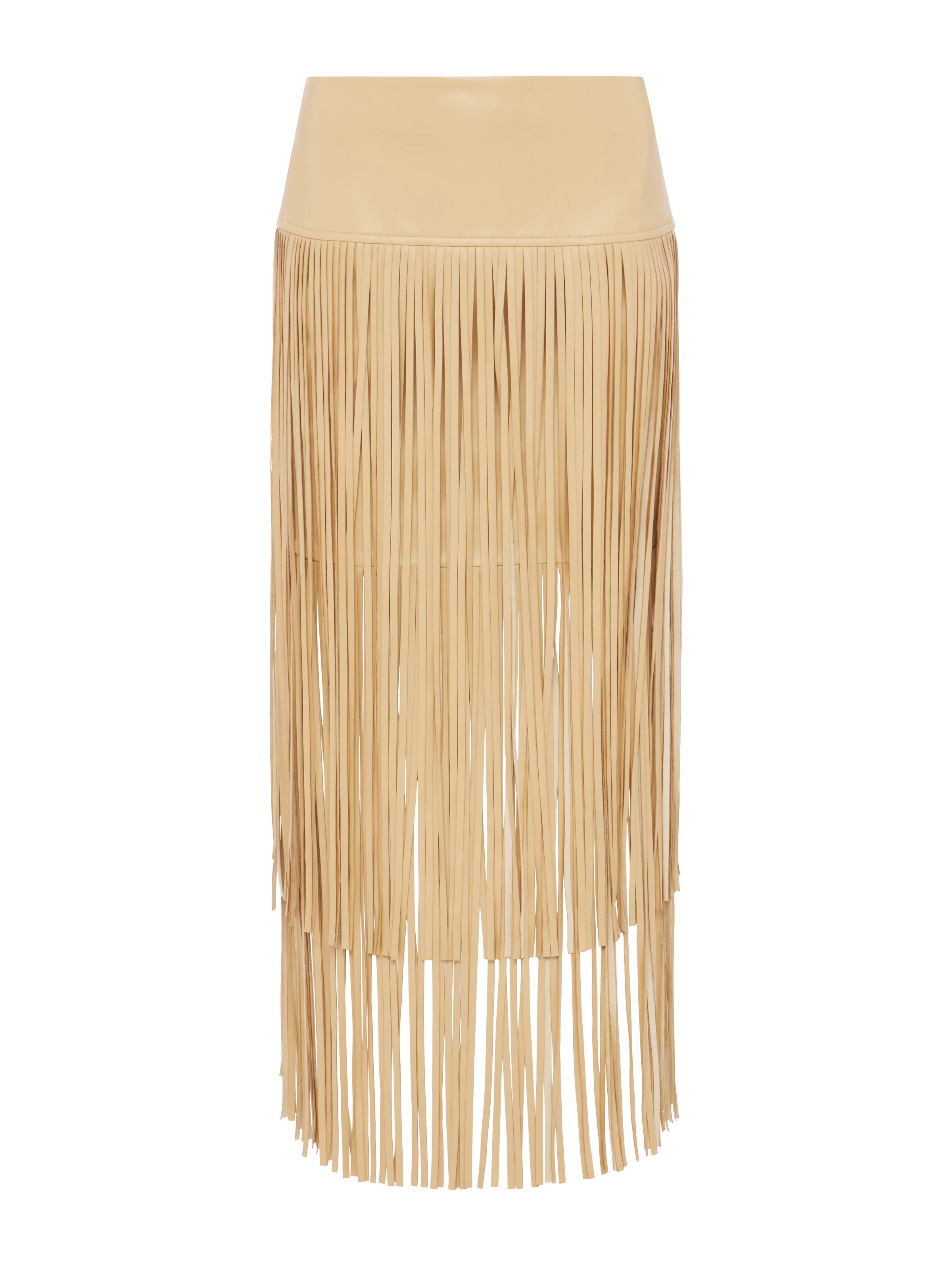 L'AGENCE - Karolina Vegan Leather Fringe Skirt in Croissant | L'Agence