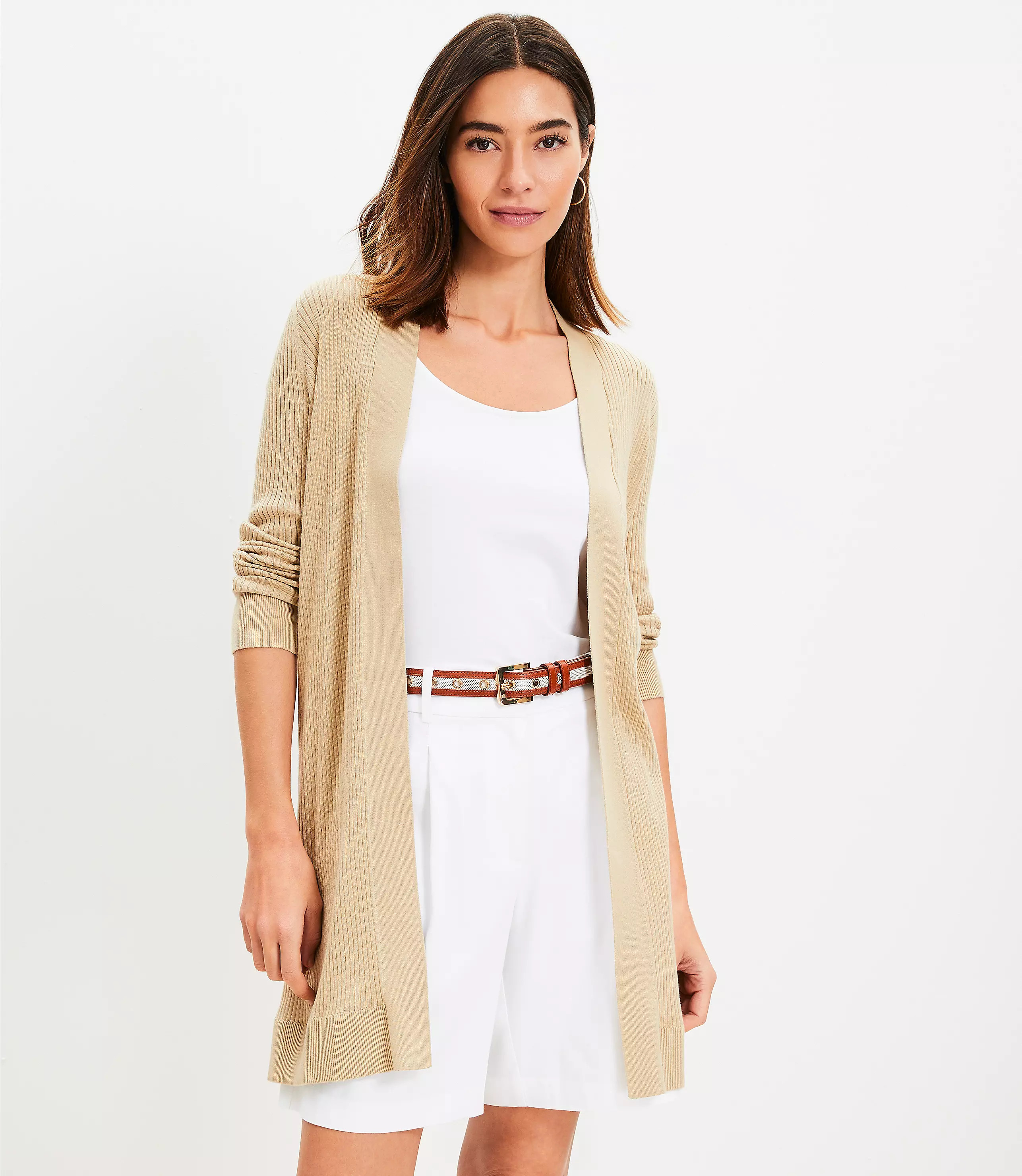 Ribbed Open Cardigan | LOFT