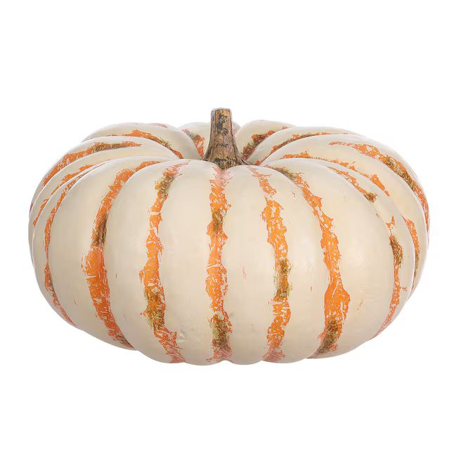 Holiday Living 8-in Harvest White Pumpkin Decor | Lowe's