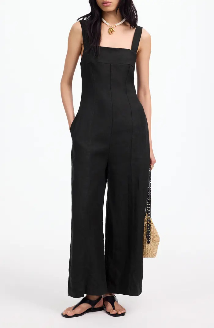 Square Neck Wide Leg Linen Jumpsuit | Nordstrom Rack