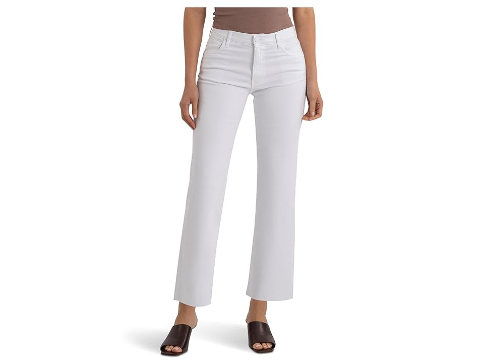 KUT from the Kloth Avery High-Rise Fab Ab Easy Straight Leg Raw Hem Women's Jeans Optic White : 12 28, Cotton/Polyester/Rayon | Zappos