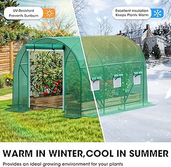 Grezone Walk-in Greenhouse Upgraded Green House with Dual Zippered Screen Doors & 6 Screen Window... | Amazon (US)