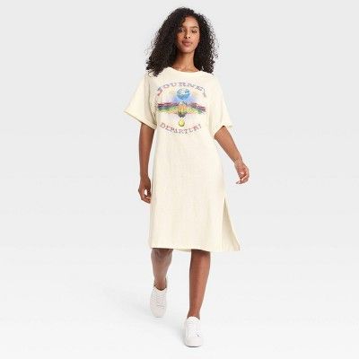 Women's Journey Short Sleeve Graphic T-Shirt Dress - Off-White | Target