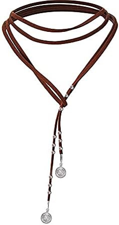 Kercisbeauty Boho Brown Wrap Velvet Choker Long Chain Tassels Necklace for Women (Brown) | Amazon (US)