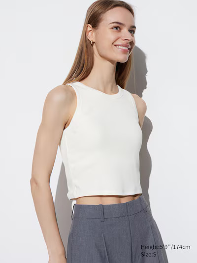 Ribbed Cropped Sleeveless Bra Top | UNIQLO (US)