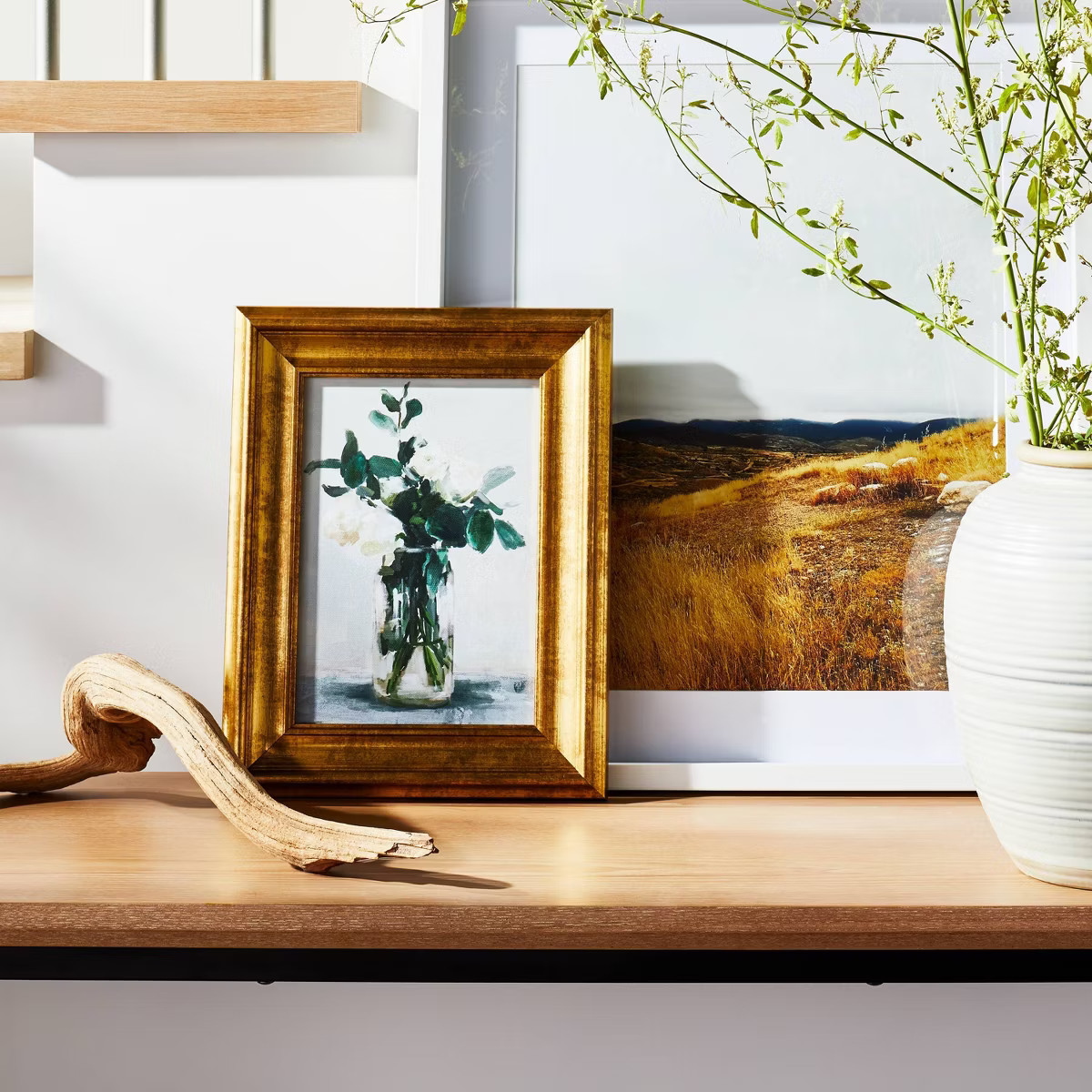 11" x 14" Floral Arrangement Framed Wall Canvas Gold/White - Threshold™ designed with Studio Mc... | Target