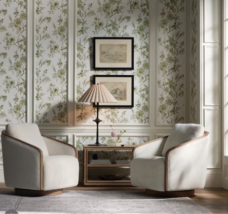 It’s time to bring a touch of nature to your home for spring just like this elegant space— the nature-inspired wallpaper, luxurious silk-look viscose rug, the gracefully pleated linen shaded table lamp and well-made curvy swivel chairs. #competition.

#LTKFind #LTKhome #LTKSeasonal