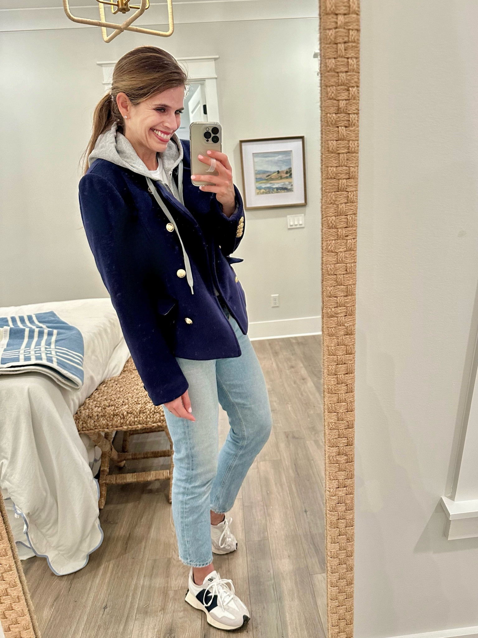 Pea coat with detachable hoodie on sale, Anthro sale, Everyday casual, Citizens jeans, New Balance sneakers 