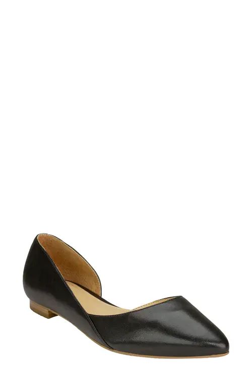 Marc Fisher LTD 'Sunny' Half d'Orsay Flat in Black Leat at Nordstrom, Size 7 | Nordstrom