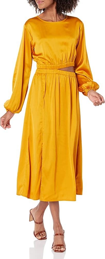 Amazon.com: The Drop Women's Golden Yellow, Jacob Silky Long Sleeve Modest Cut Out Midi, XXS : Cl... | Amazon (US)