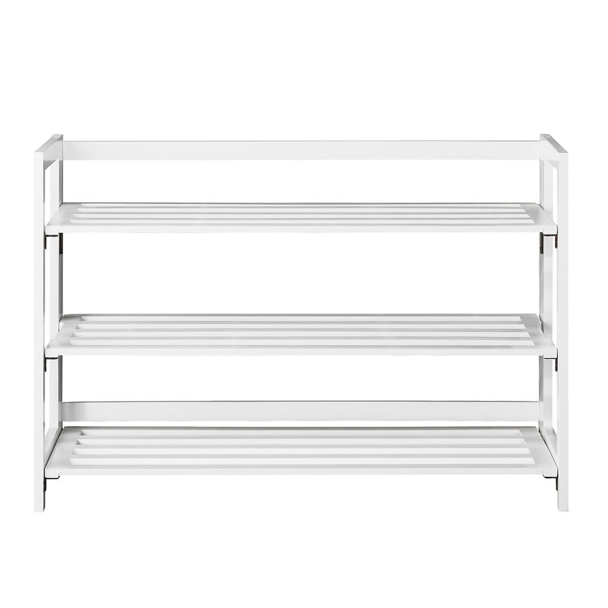 3-Tier White Folding Shoe Rack | The Container Store