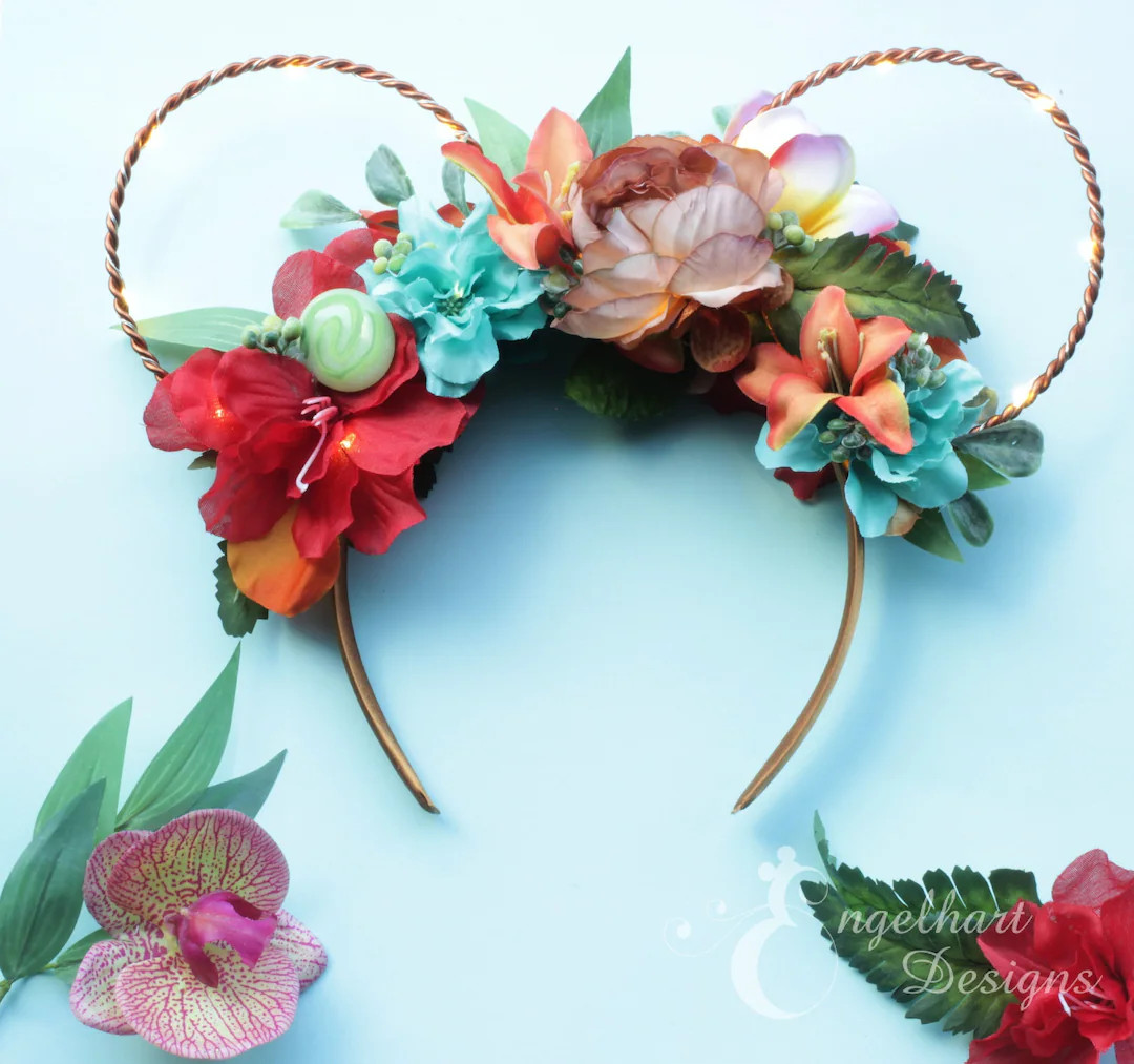 Floral Moana Ears Headband, Tropical Disney Princess Mouse Ears | Etsy (US)