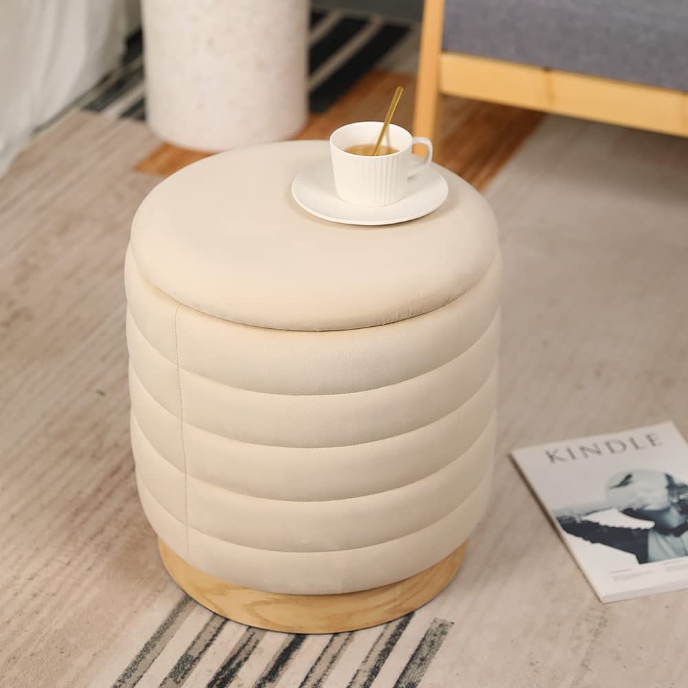 NEWIMAGE Round Ottoman Storage Box Dutch Velvet Amazon Home Decor Finds Amazon Favorites | Amazon (US)