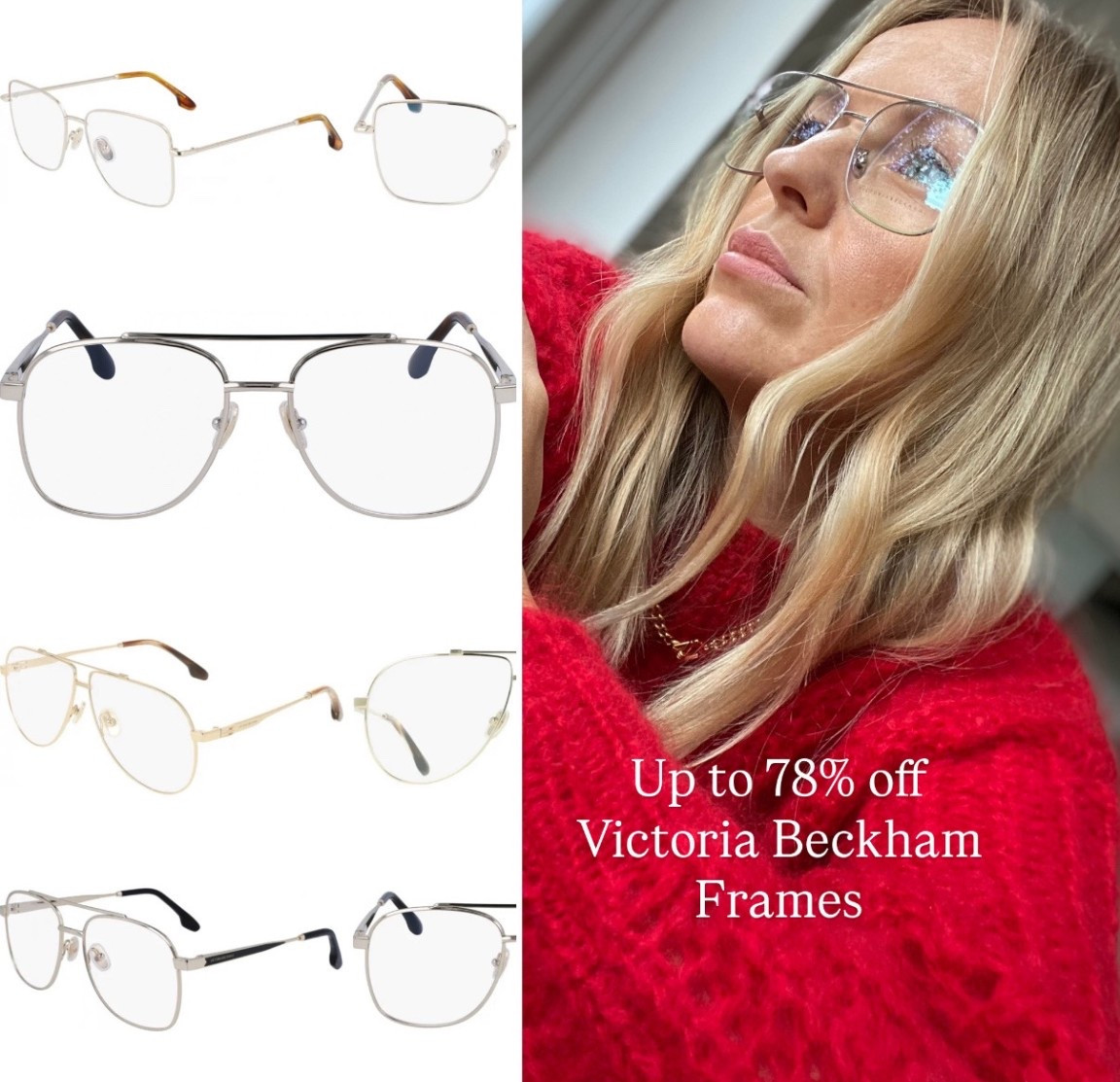 My favourite shape frames at a great discount. 
Mine are a few seasons old but Victoria Beckham release similar shapes each season. Here’s a few of my picks from the sale … 
You can get the lenses replaced with your prescription. 

Eyewear
Reading glasses


#LTKsale #LTKuk #LTKbeauty