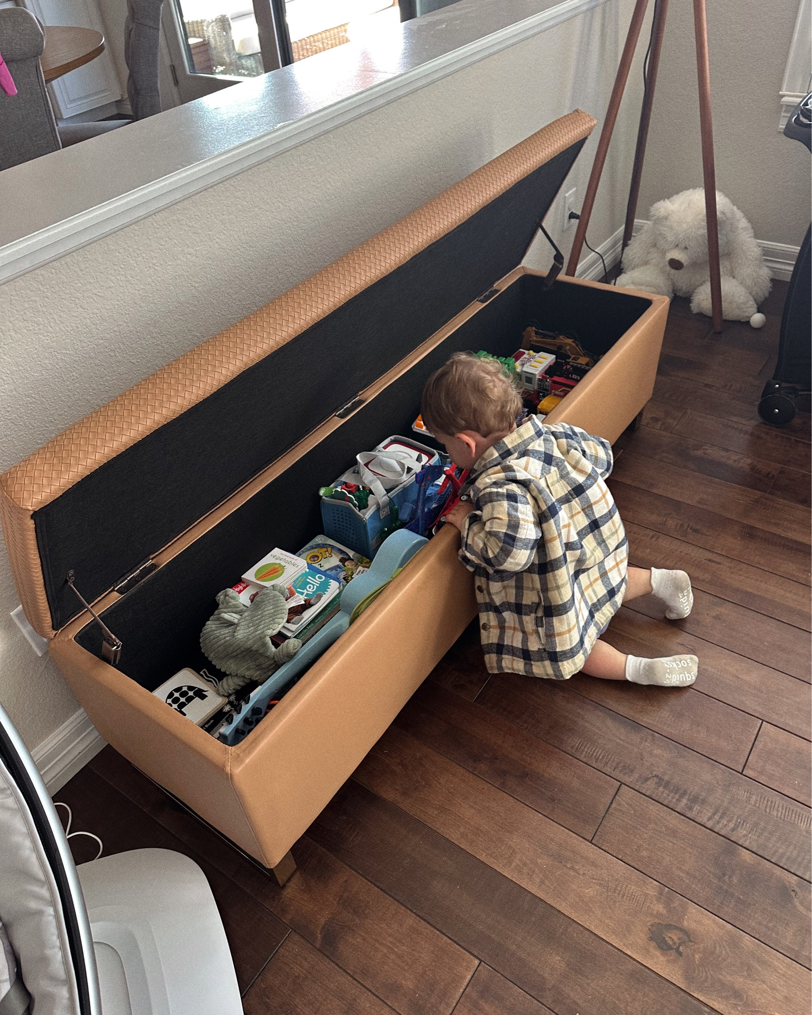 We just got this bench where we have put Wes’ toys. It oooks great and is the perfect toy storage

It also came with these tiny stools that Wes loves! 

#LTKmomlife #LTKKids #LTKBaby
