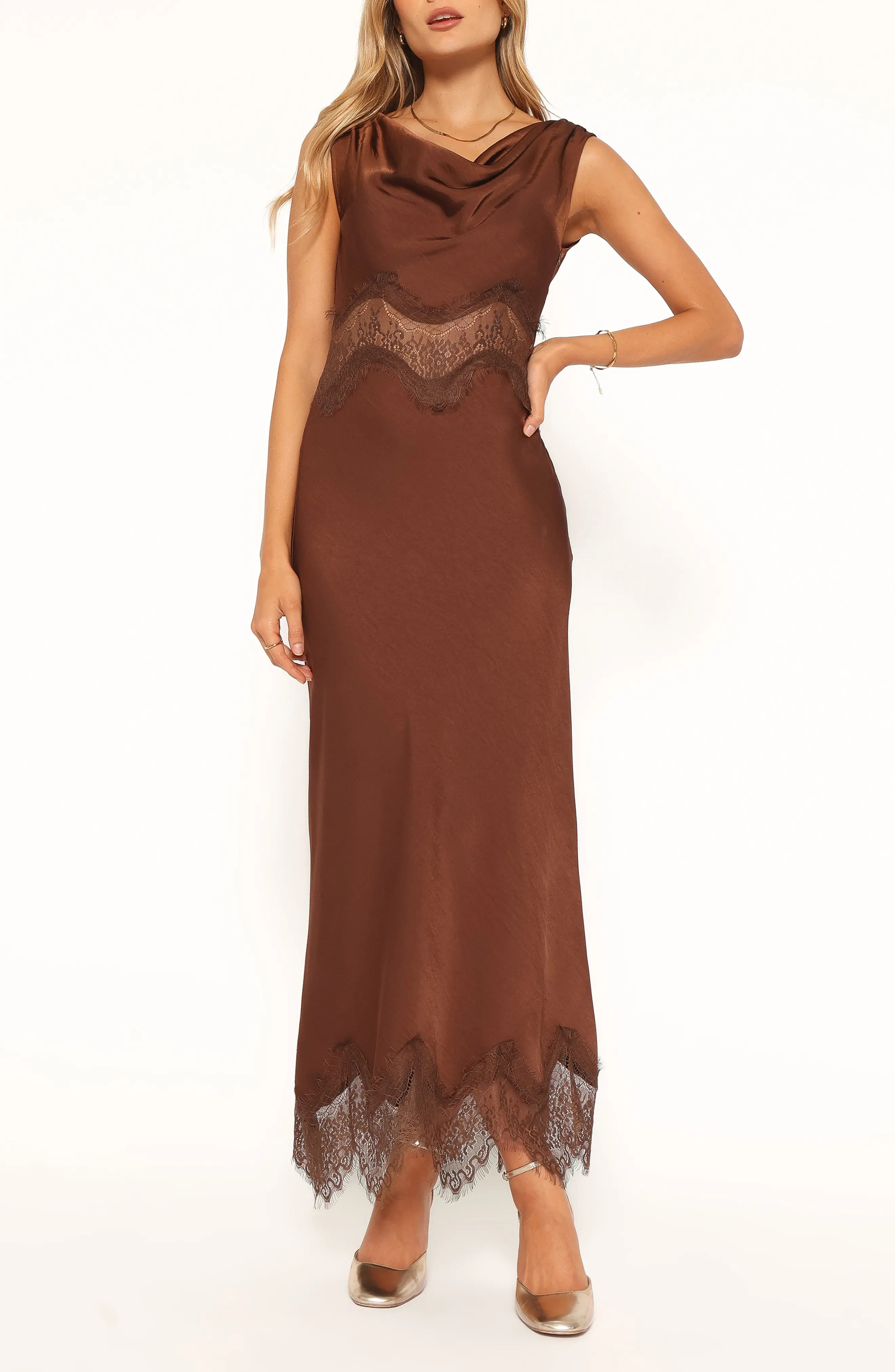 Petal & Pup Belmont Lace Trim Satin Midi Dress (Women) | Nordstrom | Nordstrom