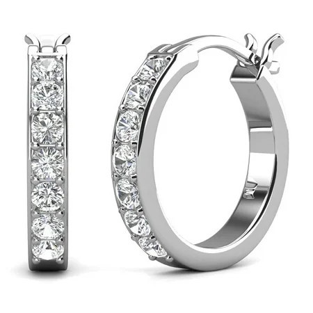 Cate & Chloe Presley Silver Hoop Earrings for Women with White Gold Plating and Swarovski Crystals | Walmart (US)
