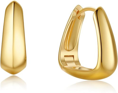 18K Gold Plated Chunky Hoop Earrings for Women Fashion Thick Gold Hoops Set Jewelry for Birthday ... | Amazon (US)