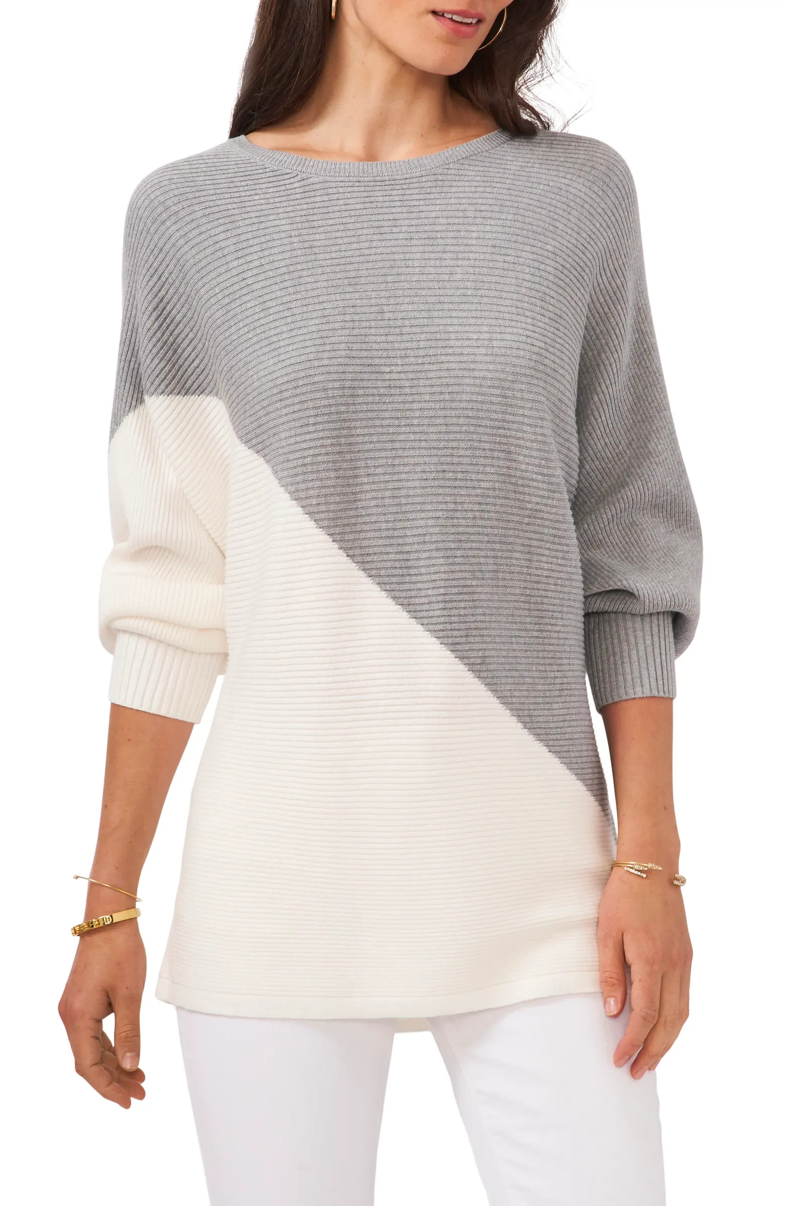Asymmetric Colorblock Cotton Blend Sweater | Nordstrom