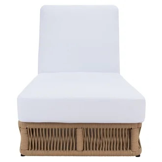 SAFAVIEH Gillian Outdoor Patio Sunlounger, Tan/White - Walmart.com | Walmart (US)