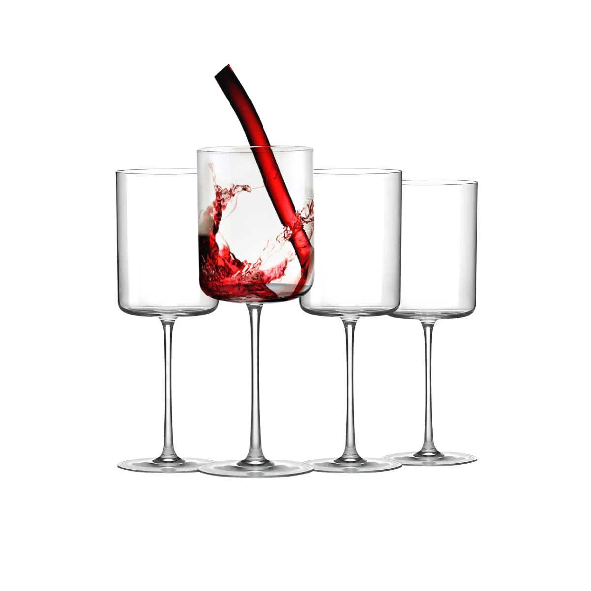 Elegant Crystal Straight Edge Design - Wine Glasses (15oz) | Wayfair North America