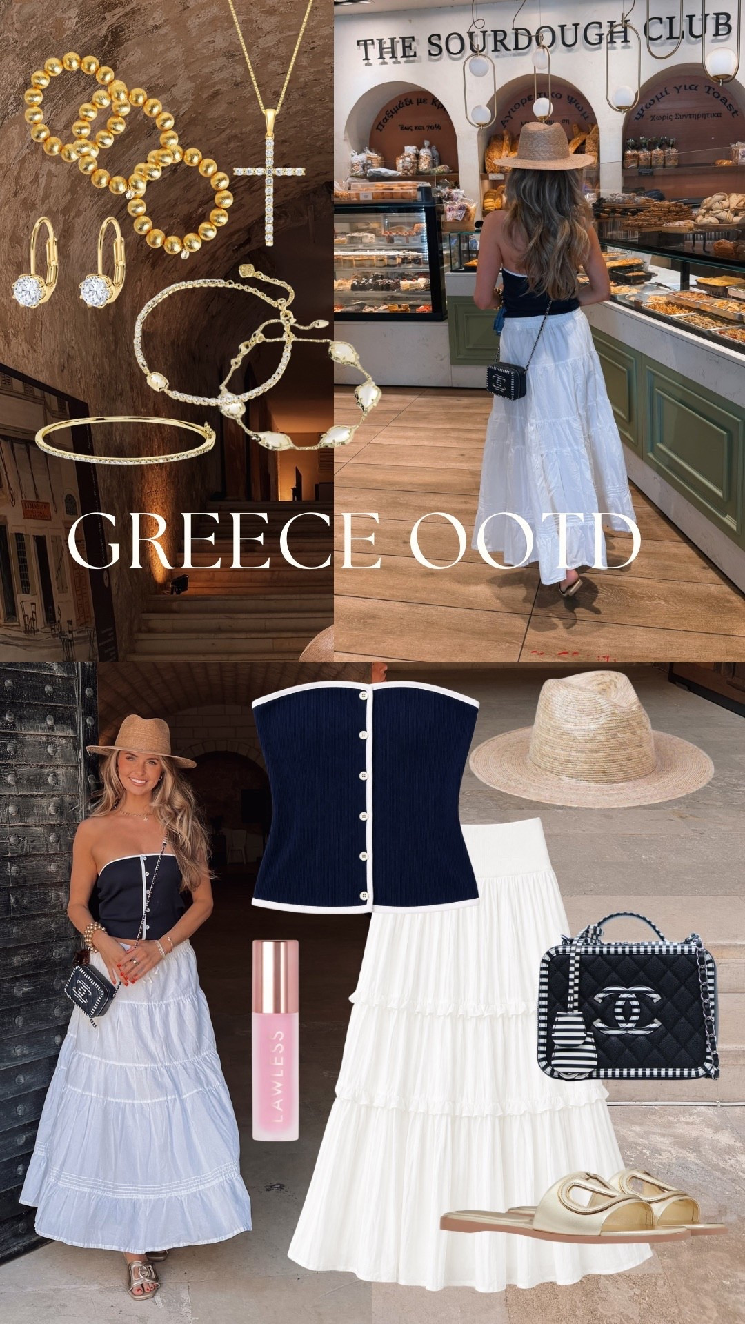 breakdown of my greece tour outfit 🥐 wearing size xs in both items! 

europe outfit, euro summer outfit, vacation outfit, summer outfit, travel outfit, black and white outfit, white skirt outfit, strapless top, maxi skirt outfit, casual chic outfit, effortless style, feminine outfit, neutral outfit, straw hat outfit, crossbody bag, gold sandals, brunch outfit, cafe outfit, city outfit, outfit inspo

#LTKvlog #LTKTravel #LTKootd