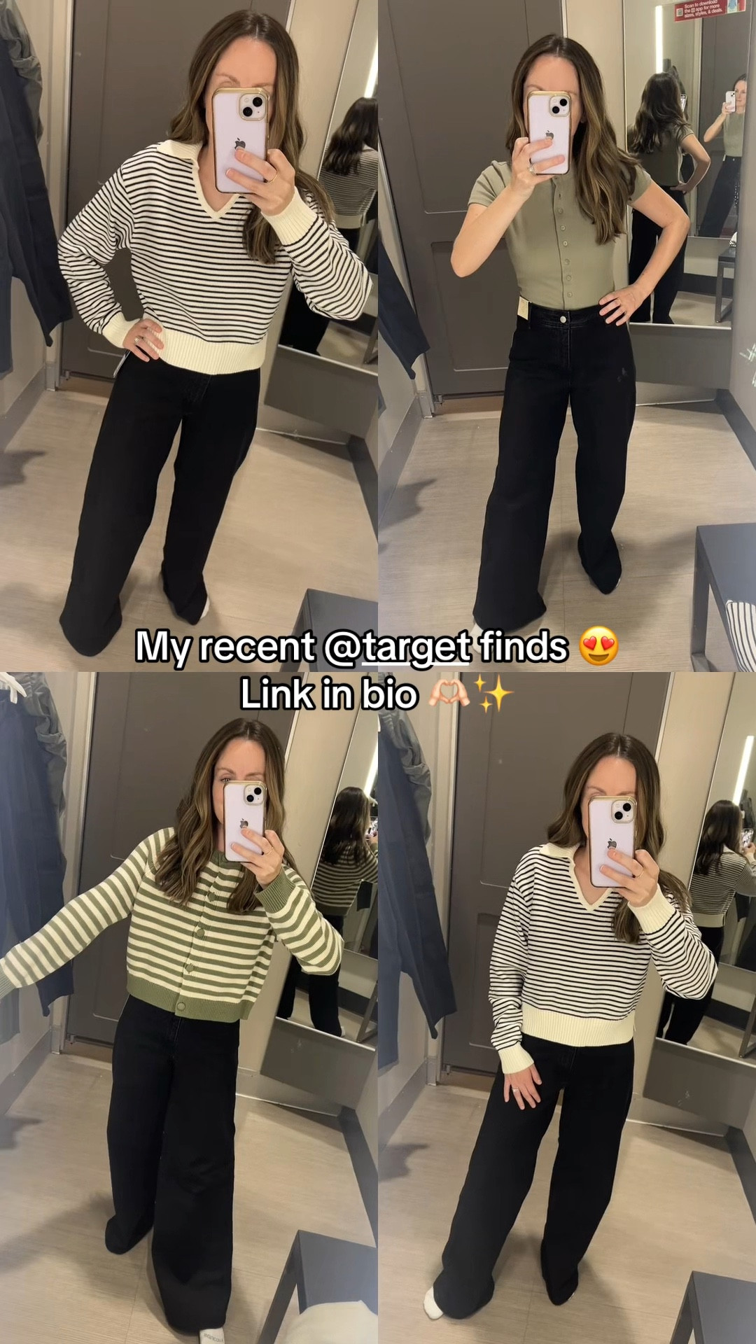 My Fall @Target hall! I’m loving these adorable sweaters, top, and wide leg pants! I’m wearing XS in all tops and size 2 in regular length in the black wide leg jeans. (I need the short version 😭)

#LTKFindsUnder50 #LTKSaleAlert #LTKFallSale