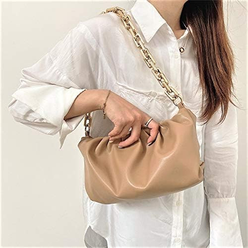 Women's Chain Pouch Bag | Cloud-Shaped Dumpling Clutch Purse | Ruched Chain Link Shoulder Handbag | Amazon (US)