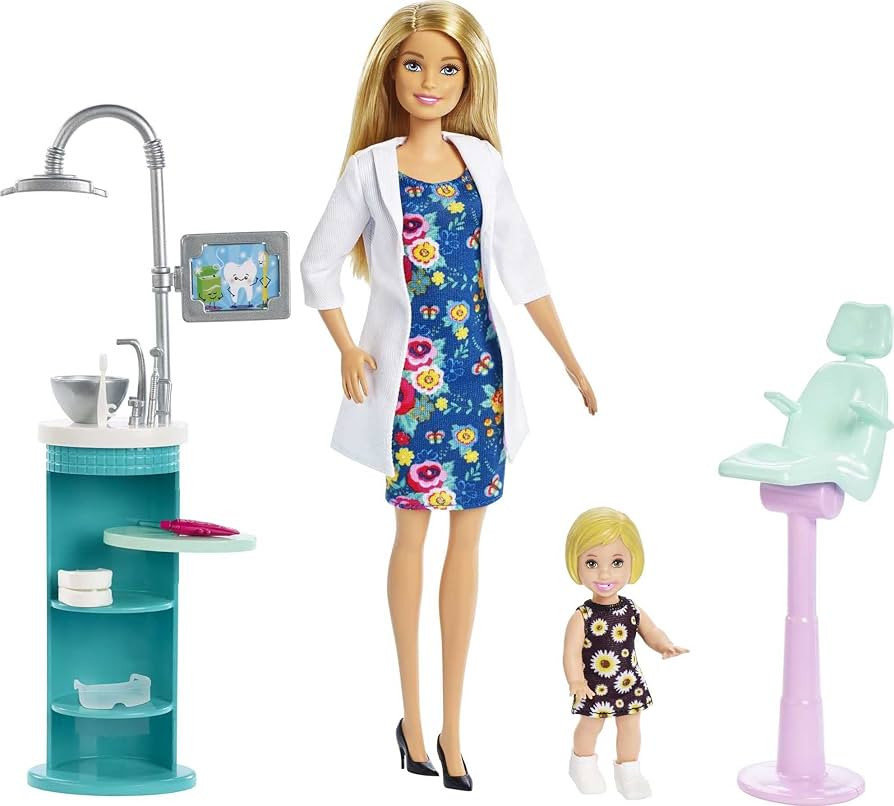 Barbie Careers Doll & Playset, Dentist Theme with Blonde Fashion Doll, 1 Patient Doll, Furniture ... | Amazon (US)