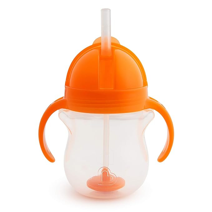 Munchkin Any Angle Click Lock Weighted Straw Trainer Cup, Orange, 7oz | Amazon (US)