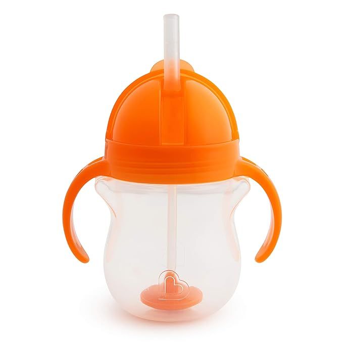 Munchkin Any Angle Click Lock Weighted Straw Trainer Cup, Orange, 7oz | Amazon (US)
