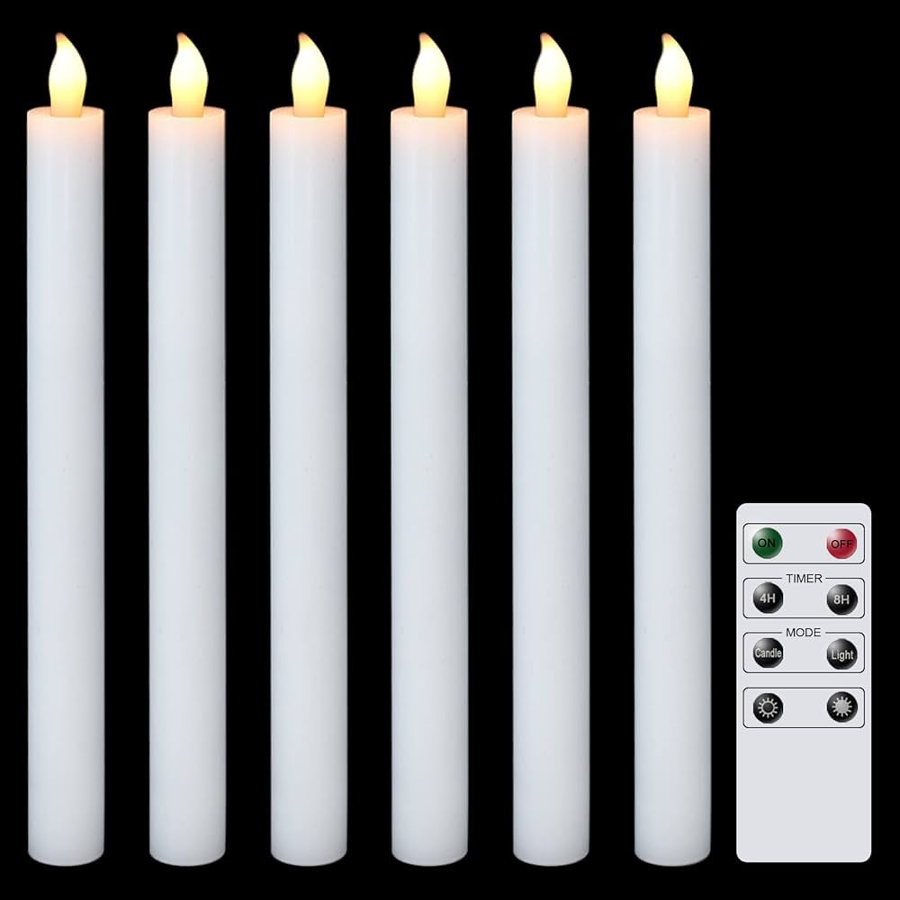 DRomance White Flameless Taper Candles with Remote and Timer 6 Pack Battery Operated LED Flickeri... | Amazon (US)