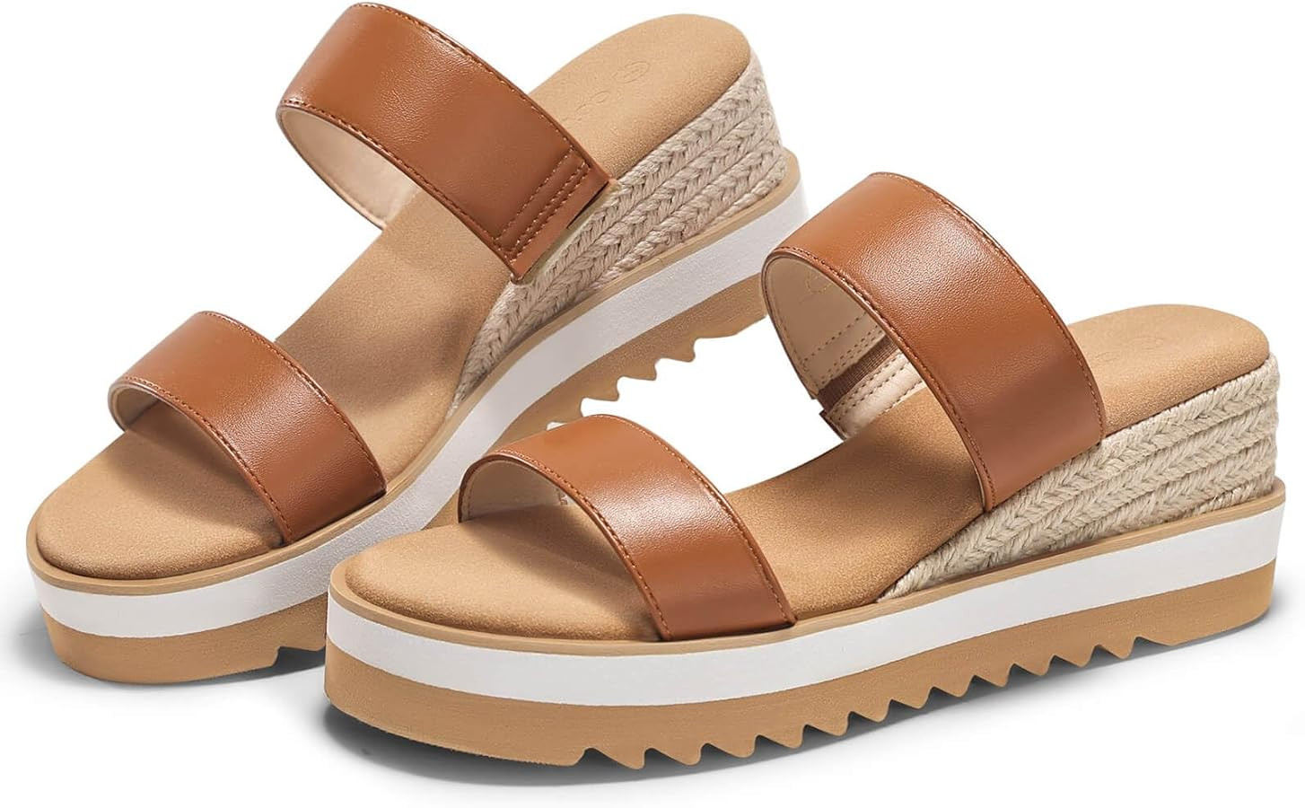 Amazon.com | Coutgo Womens Platform Sandals Espadrille Wedge Heels Comfortable Slip on Slides Ope... | Amazon (US)
